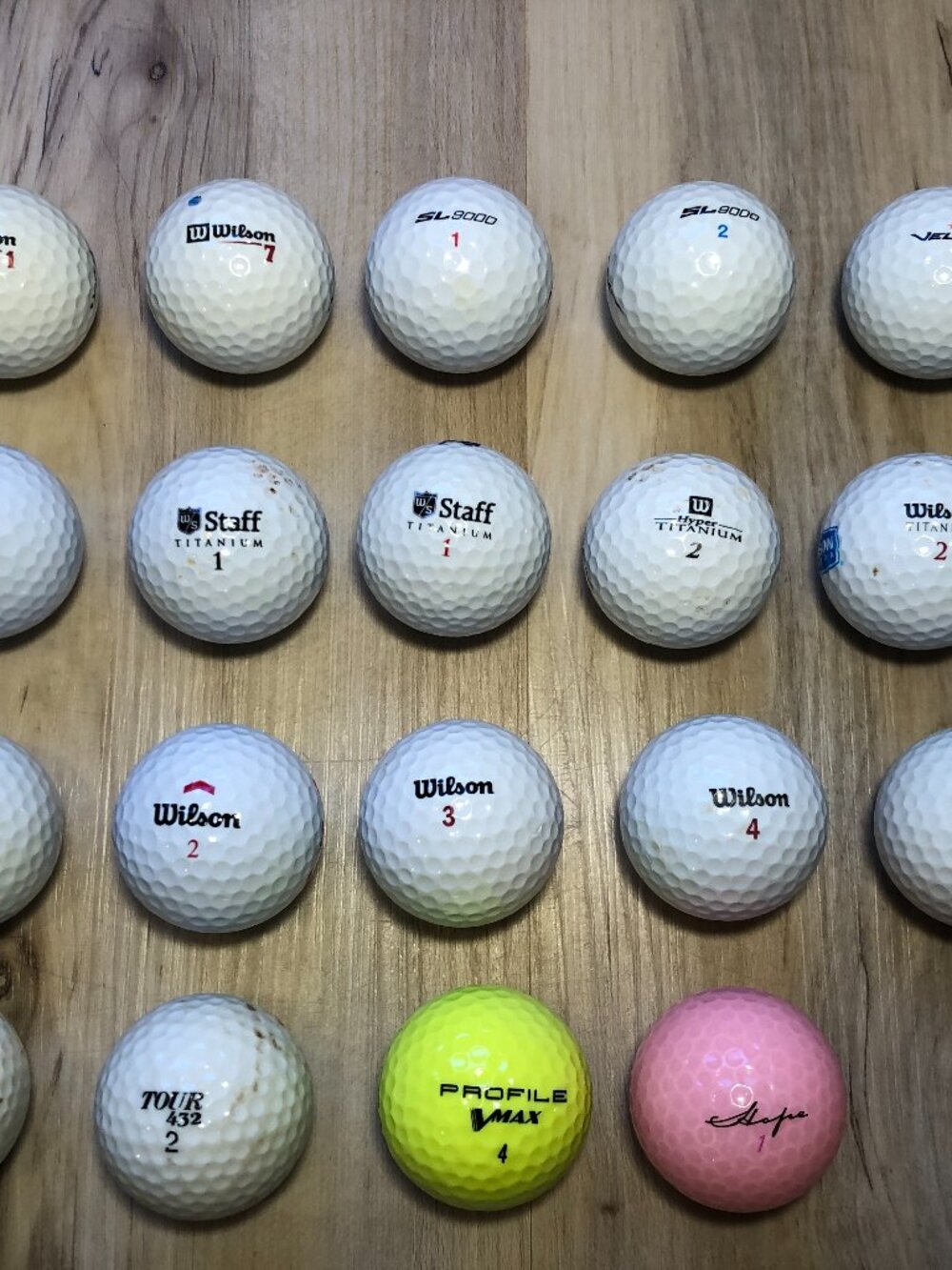19 Wilson Golf Balls Staff Titanium SL9000 Profile VMax Hope Vintage Used Lot